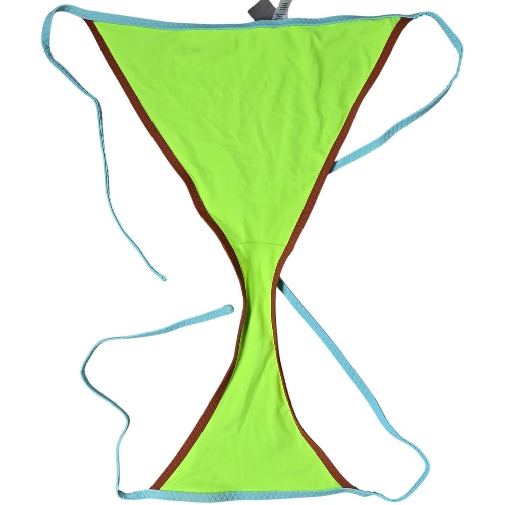Aerie String Cheeky Bikini Bottom Neon Green Brown Blue M NWT - Picture 5 of 5